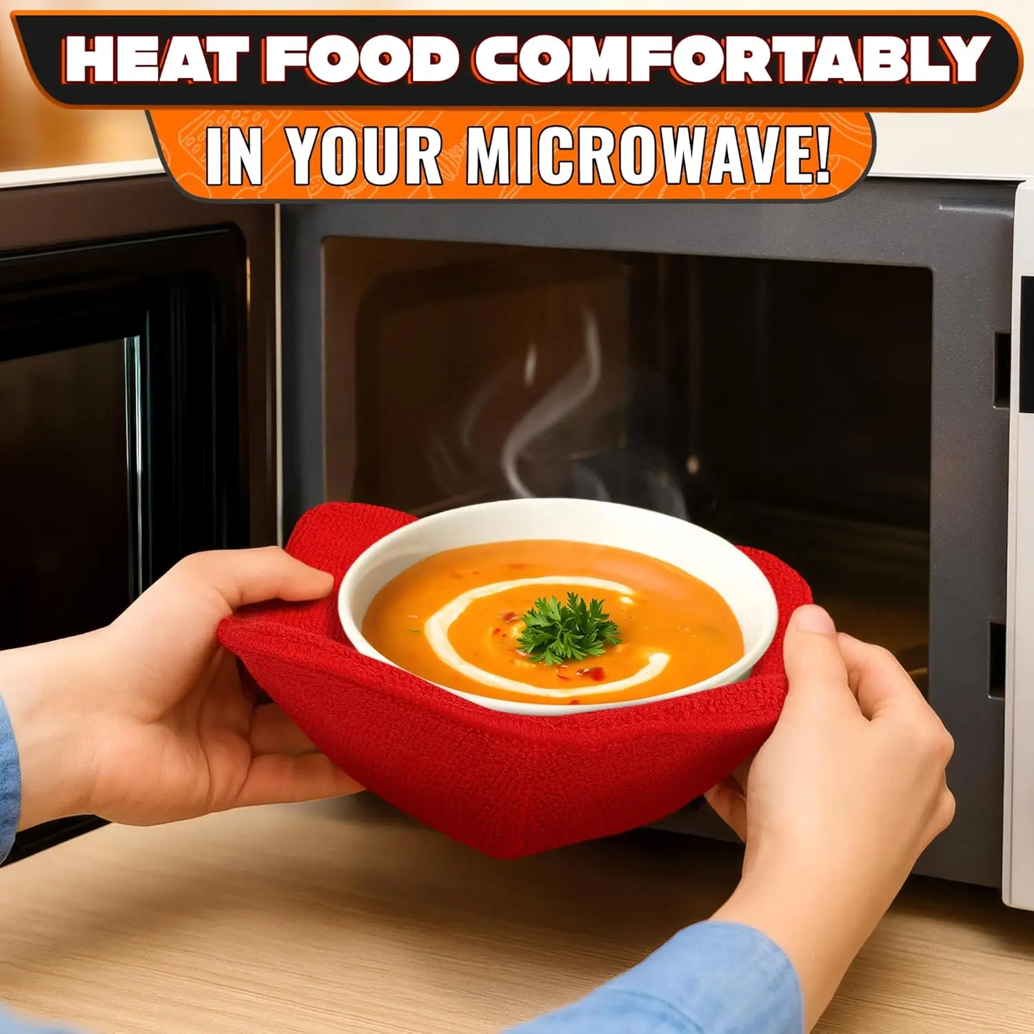Microwave Bowl Cozy Quilted Heat Resistant Holder for Bowls Plates Soup Food Kitchen Insulated Protector Pot Holder Hot Pads Set - view 5