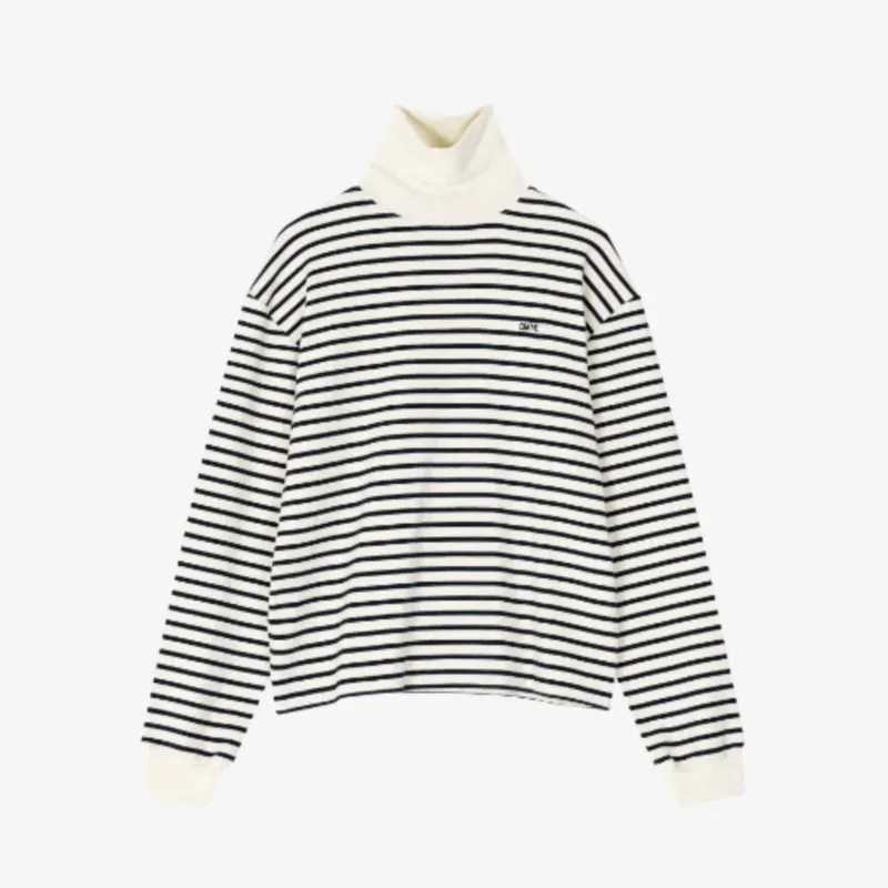 

Women Cotton Long Sleeve Striped Tops For Spring Autumn Winter 2024 New Soft High Neck Elegant Bottoming Shirts Undershirt