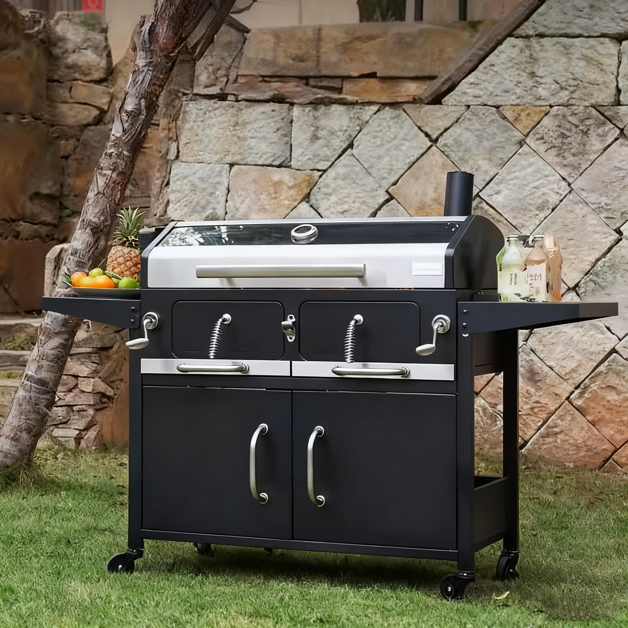 

Большая уличная кухонная терраса-барбекю-барбекю - премиальный домашний и садовый американский угольный барбекю