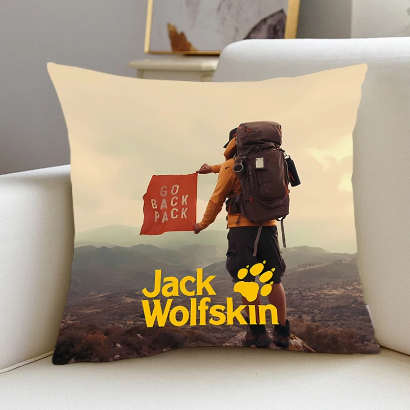 Pillowcase Throw Pillow Cushion Covers Home Living Room Sofa Couch Seat Jack Wolfskin Outdoor sports brand logo tide Decor 40x40