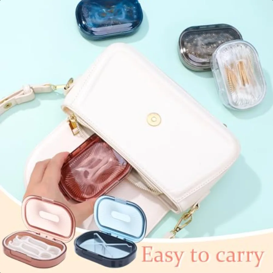 4 pezzi Qtip Holder Organizzatore per cravatte per capelli Piccolo contenitore da viaggio portatile Qtips Custodia per batuffolo di cotone Dispenser per flosser 4 Col morbido