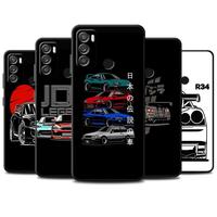 Cartoon JDM Cool Car Case for Motorola Moto 60 G71 G50 G51 G30 G22 G32 G52 G72 G53 Edge 20 30 40 Pro G73 Black Phone Cover