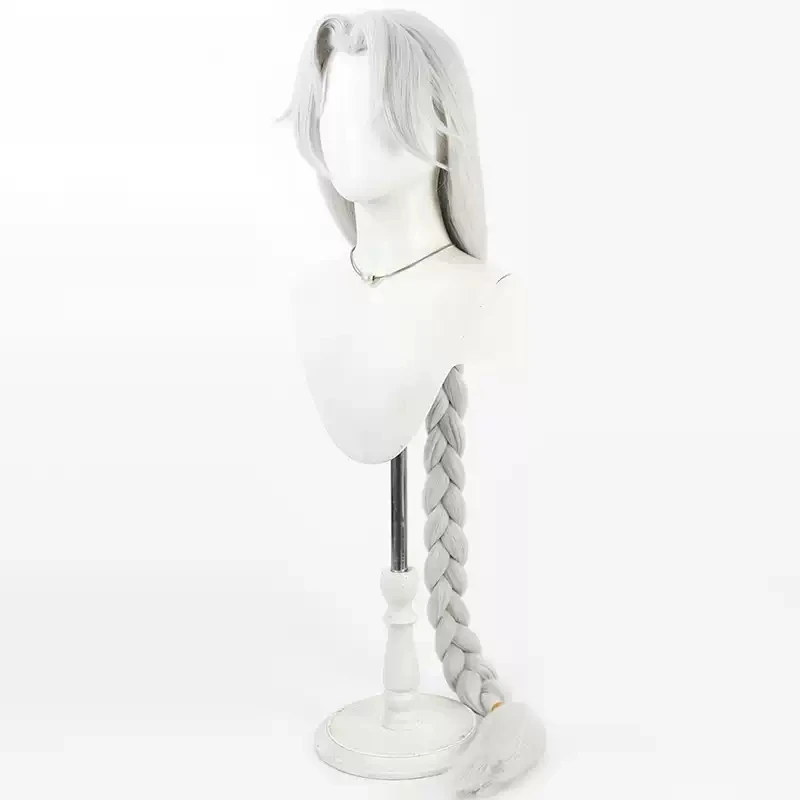 To Be Hero X Queen Cosplay Wig 100cm Women Long Straight Silver White Braided Heat Resistant Hair