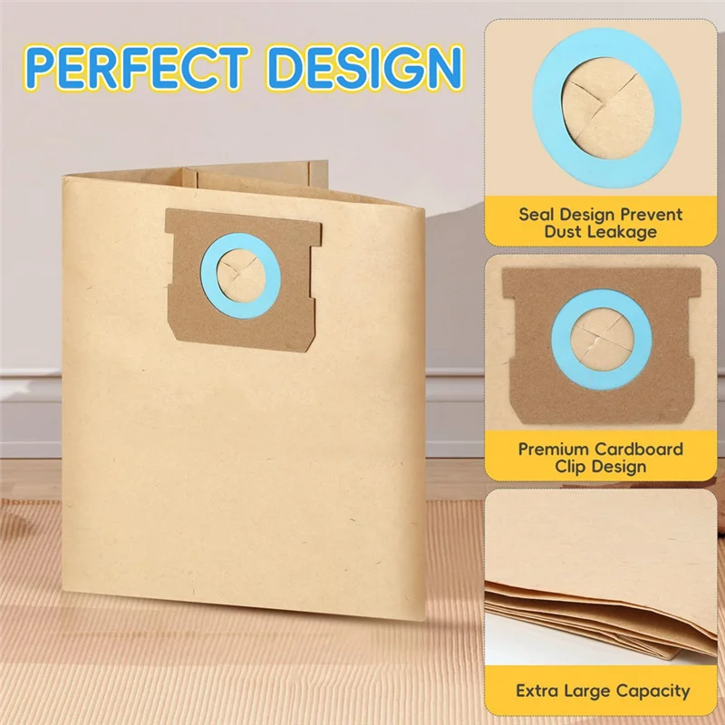 M14K-DXVA19-4104 Dust Collection Bag, 8 Pack For  5 To 8 Gallon Wet/Dry Vacuums, Disposable Shop Vac Bags