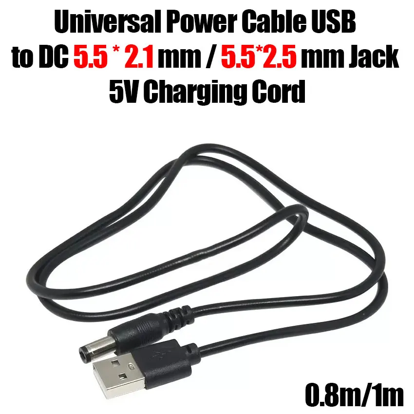 

USB Male A to DC 5.5mm x 2.1mm/2.5mm Plug Jack DC Power Cord Socket Connector 5V Cable Line 5.5mm*2.1mm