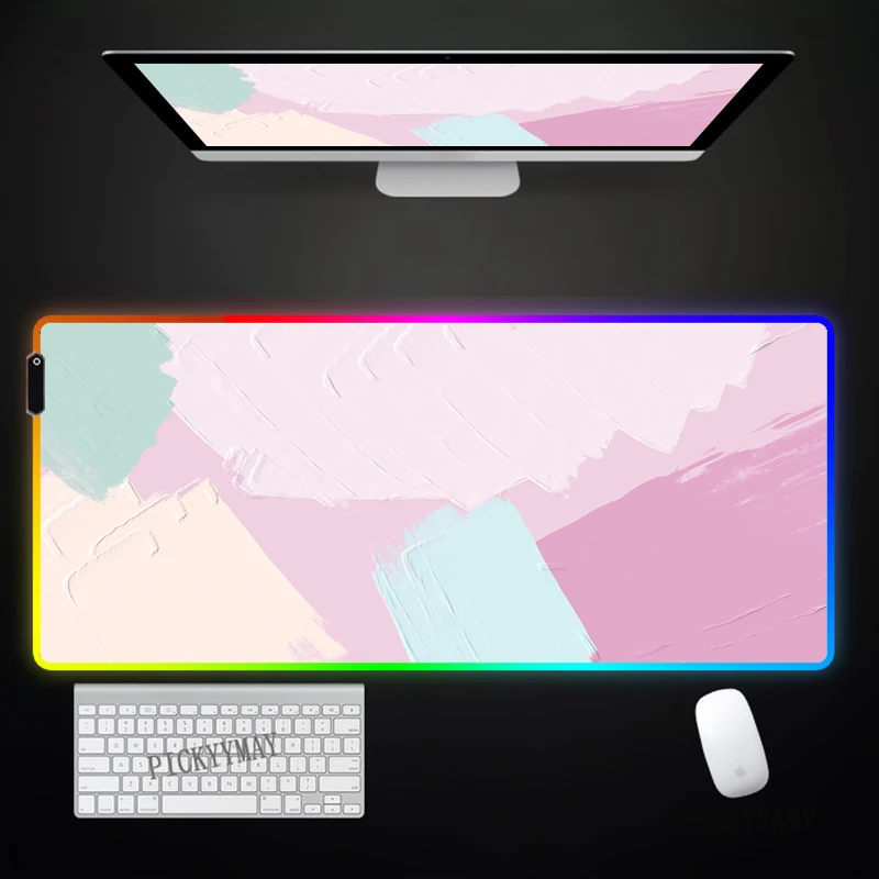 Color Pixels RGB Gaming Mousepad LED Gamer Mousepads PC Desk Mat Luminous Mouse Pad Large Keyboard Mats Table Rug With Backlit