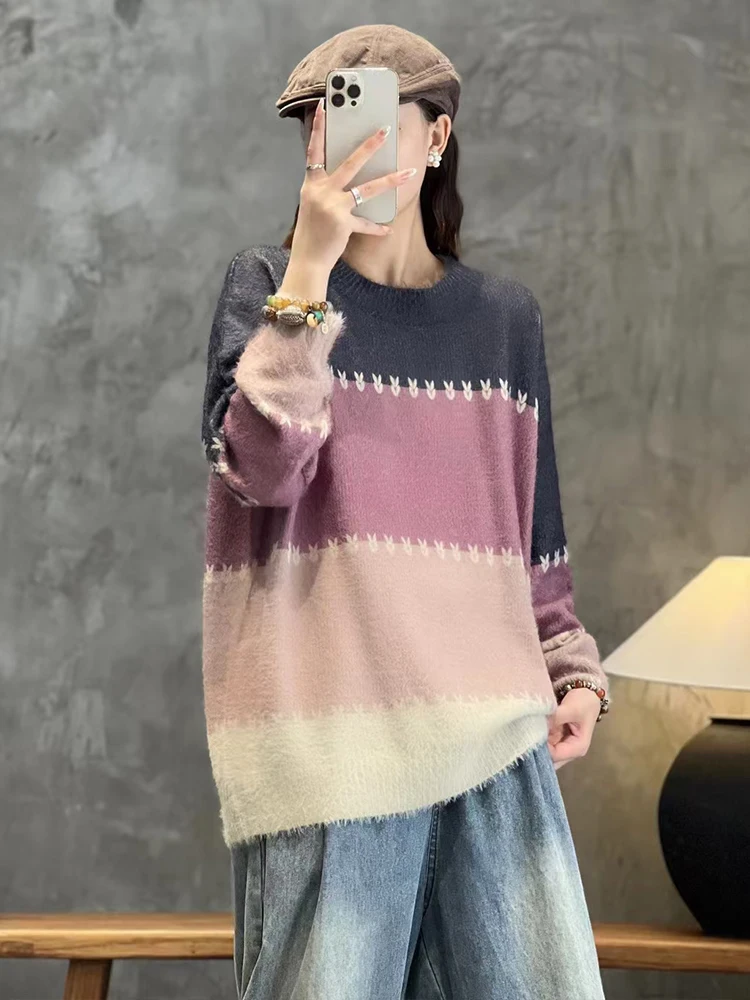 Max LuLu 2024 Ladies Fall Loose Printed Fashion Sweater Womens Casual Warm Knitted Jumpers Classic Luxury O Neck Cotton Pullover