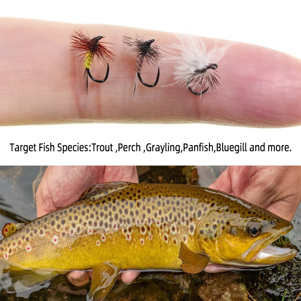 5 Stück/6 Stück # 20 Hahnentritt-Feder Mayfly Haken ohne Widerhaken CDC Feder Trockenfliege Künstlicher Insektenköder Forellen- und Fischgrälfischerköder – Detail 7