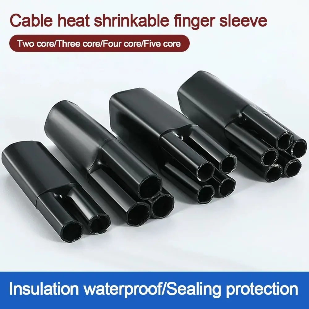 New 2/3/4/5/Core Heat Shrink Wrap Tube With Glue Black Insulation Sleeve Waterproof Separate Branch Splitter