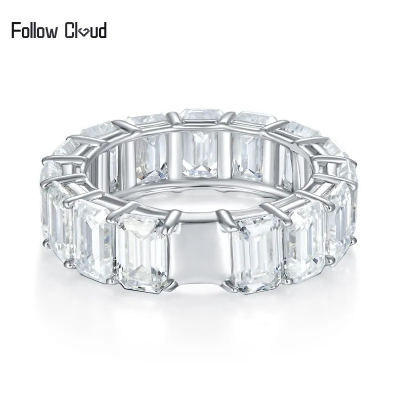 

Follow Cloud 4*6mm Emerald Cut Moissanite Engagement Ring for Women 12 Carats Wedding Band S925 Sterling Silver Fine Jewelry