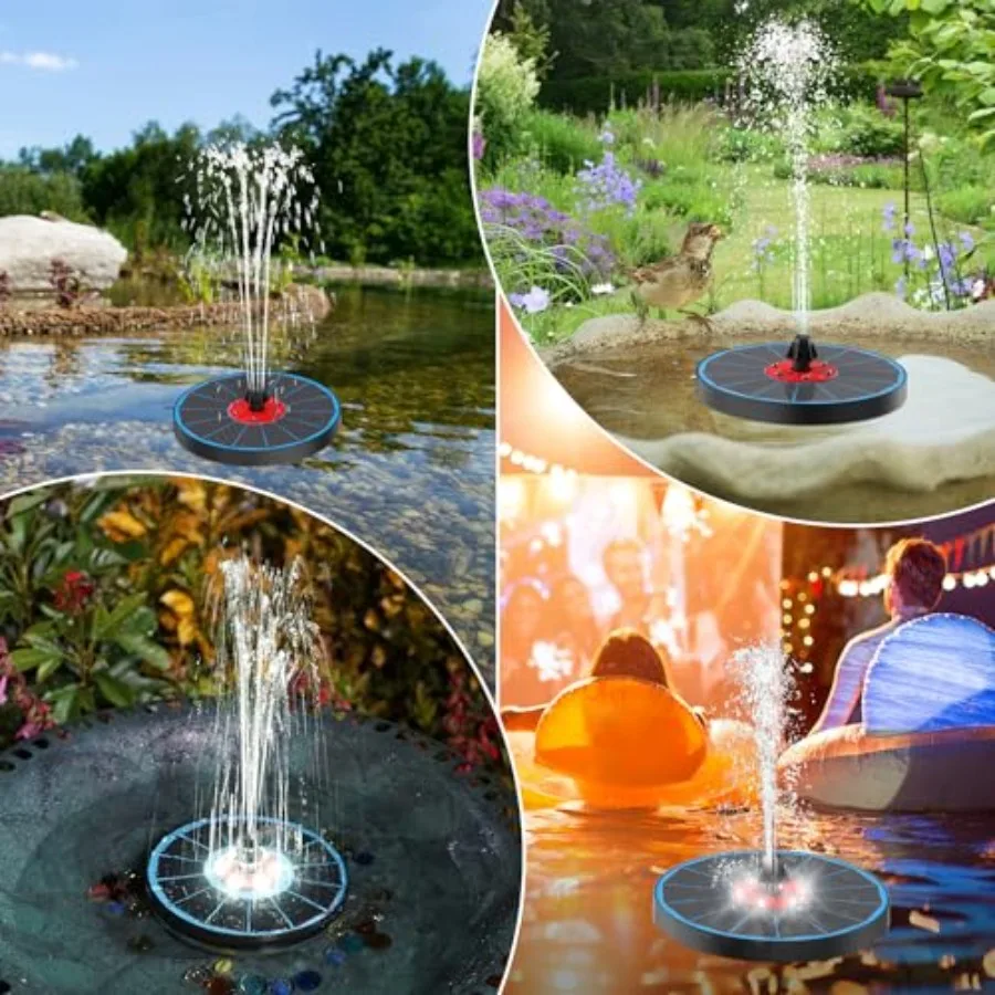 【Spot goods】Solar Fountain Upgrade 3.5W Solar Birdbath Fountains with White Lights Glass Panel 2200mAh Battery Hummingbird Wate view 6