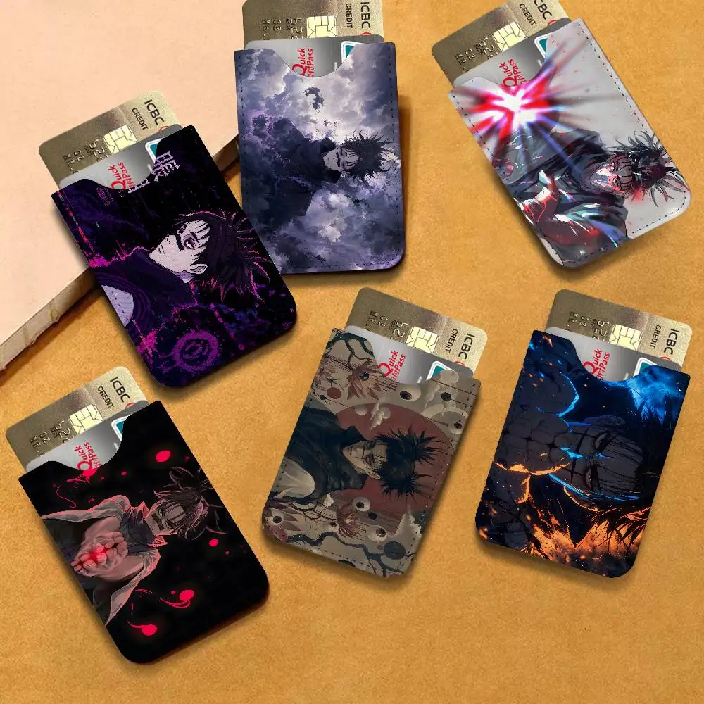 C-Choso Y-Yuji Anime Ultra-Thin Mini Leather Card Holder Wallets for Men Women Lightweight Soft Genuine Leather Credit Card
