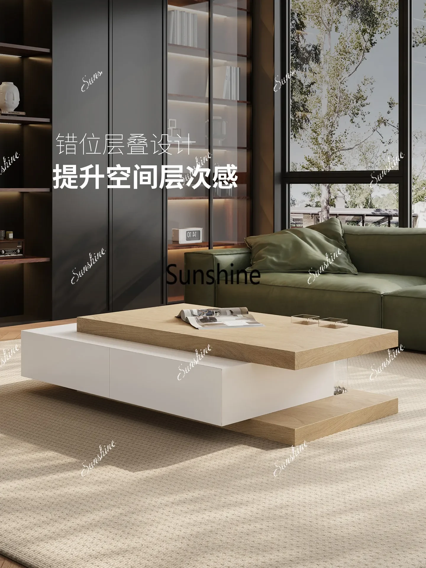 

Italian minimalist wabi style artistic sense small coffee table light luxury high-end sense living room tea table FT