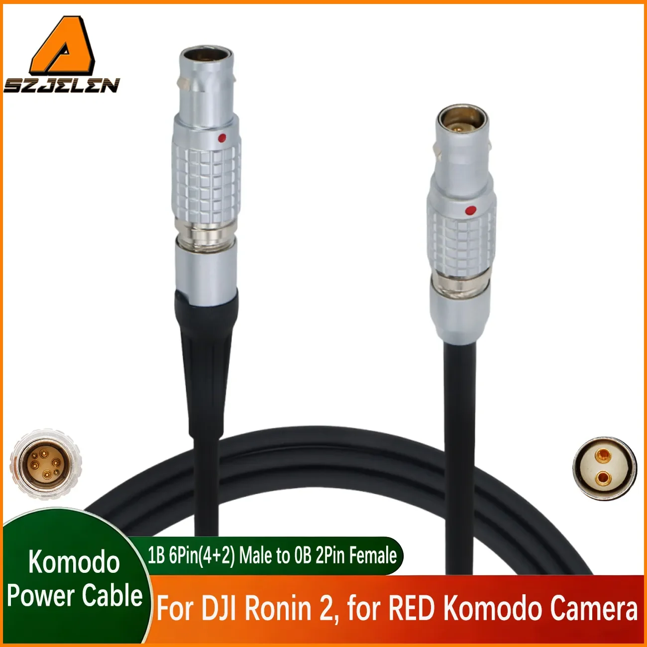 New Arriving 1B 6Pin(4+2) Male to 0B 2Pin Female Power Cable For DJI Ronin 2,RED Komodo Camera