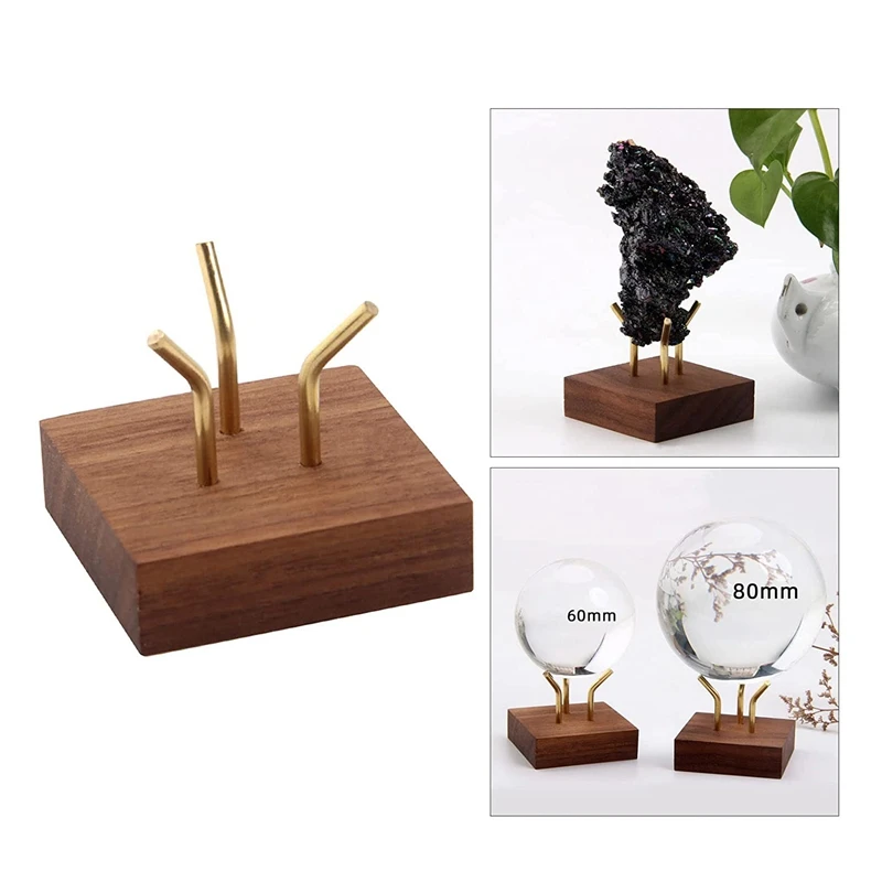 2 PCS Display Stand Walnut Base Crystal Display Holder For Fossil Coral Geodes Rock Mineral Agate Small Collectibles