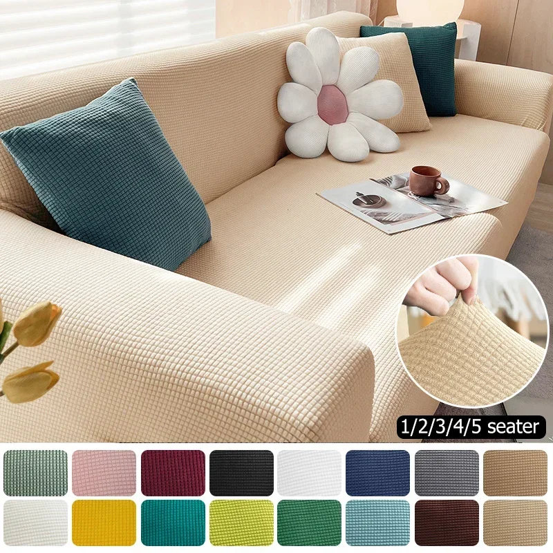 Slipcovers Sofa Cover Elastic For Living Room Home Jacquard Stretch Corner Couch Covers 1/2/3/4 Seater L Shape Free Shopping