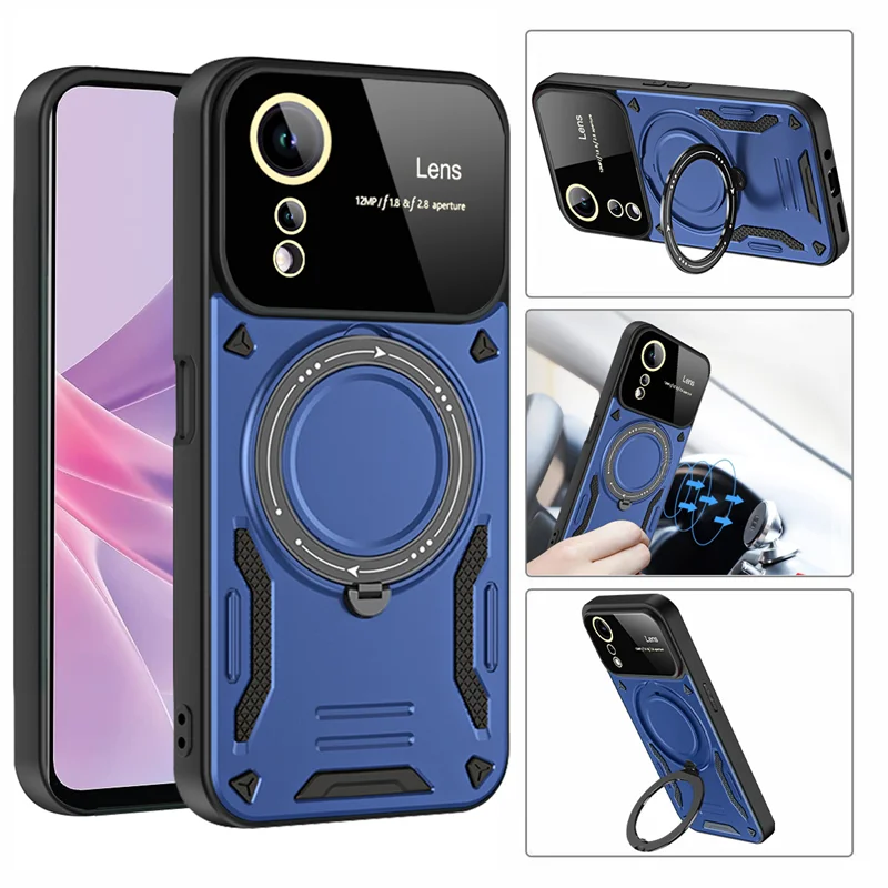 Shockproof Armor Wireless Charging Magsafe Case For OPPO A17 A17K A57 A77 A77S A78 A58 A98 A54 A78 4G A79 5G Magnetic Ring Cover