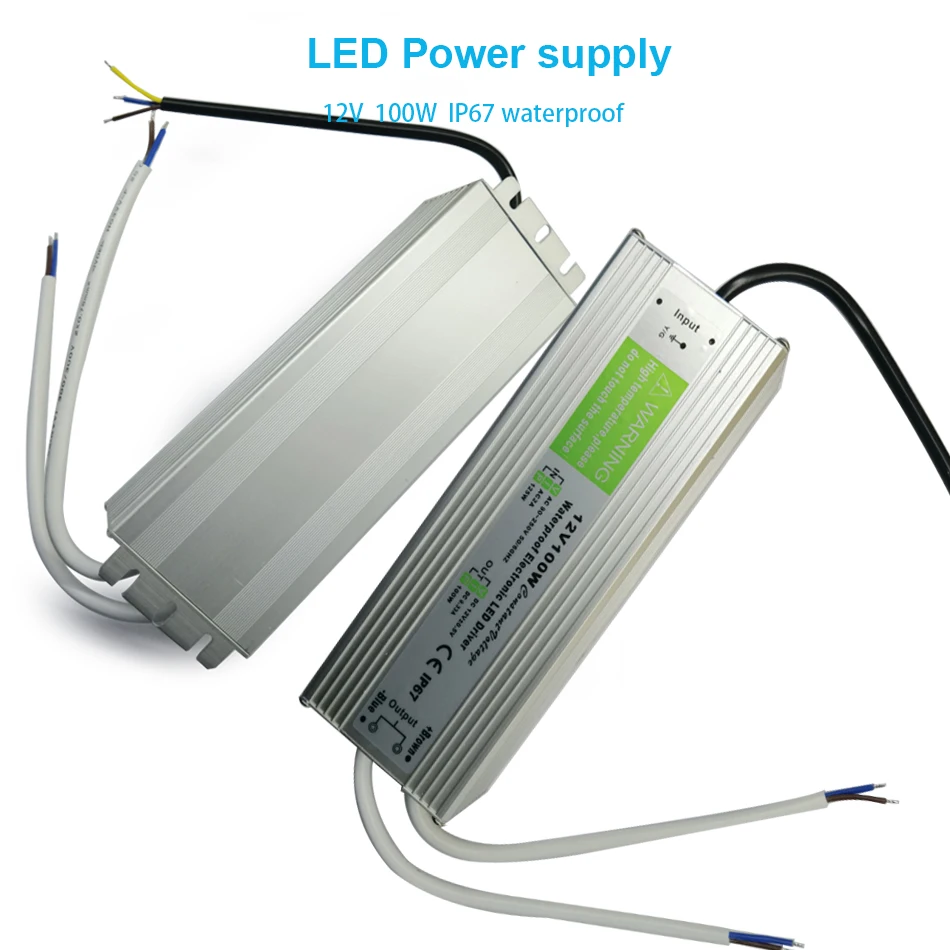 LED Power Supply AC 110V-220V TO DC 12V 100W 8.3A  Waterproof  IP67 LED Driver lighting transformer For LED Strip Light