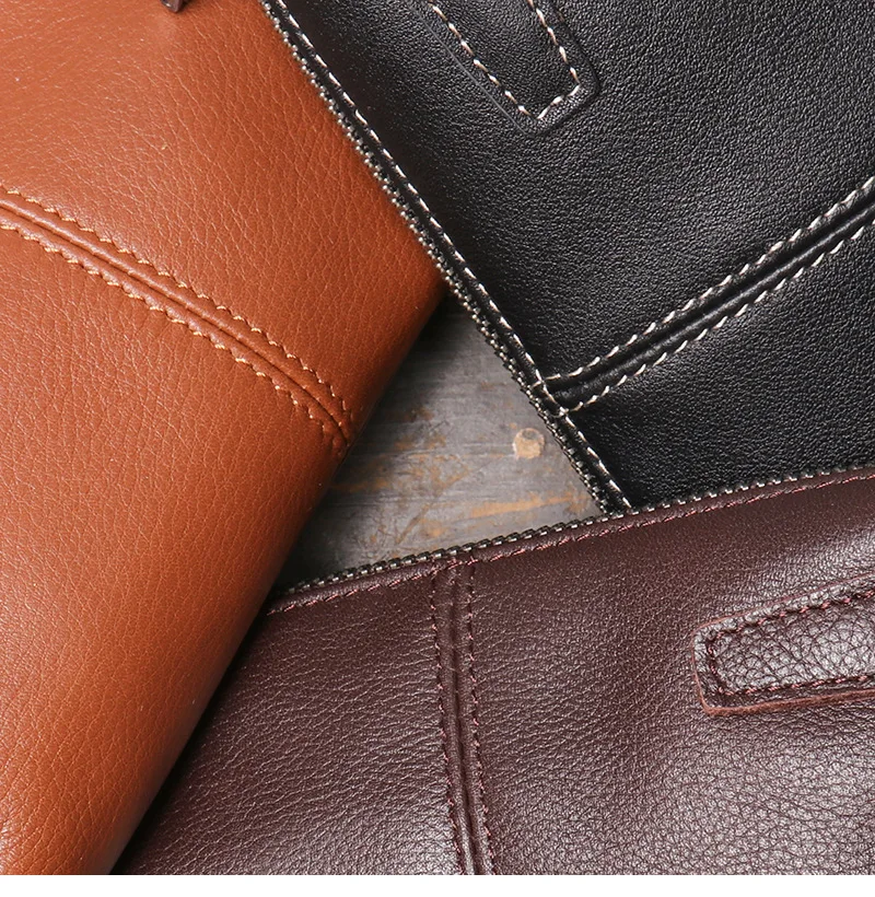 Neue Herren-Clutch aus echtem Leder, weiche Leder-Reißverschluss-Langbörse aus hochwertigem Rindsleder, lässige Handtasche – Detail 12