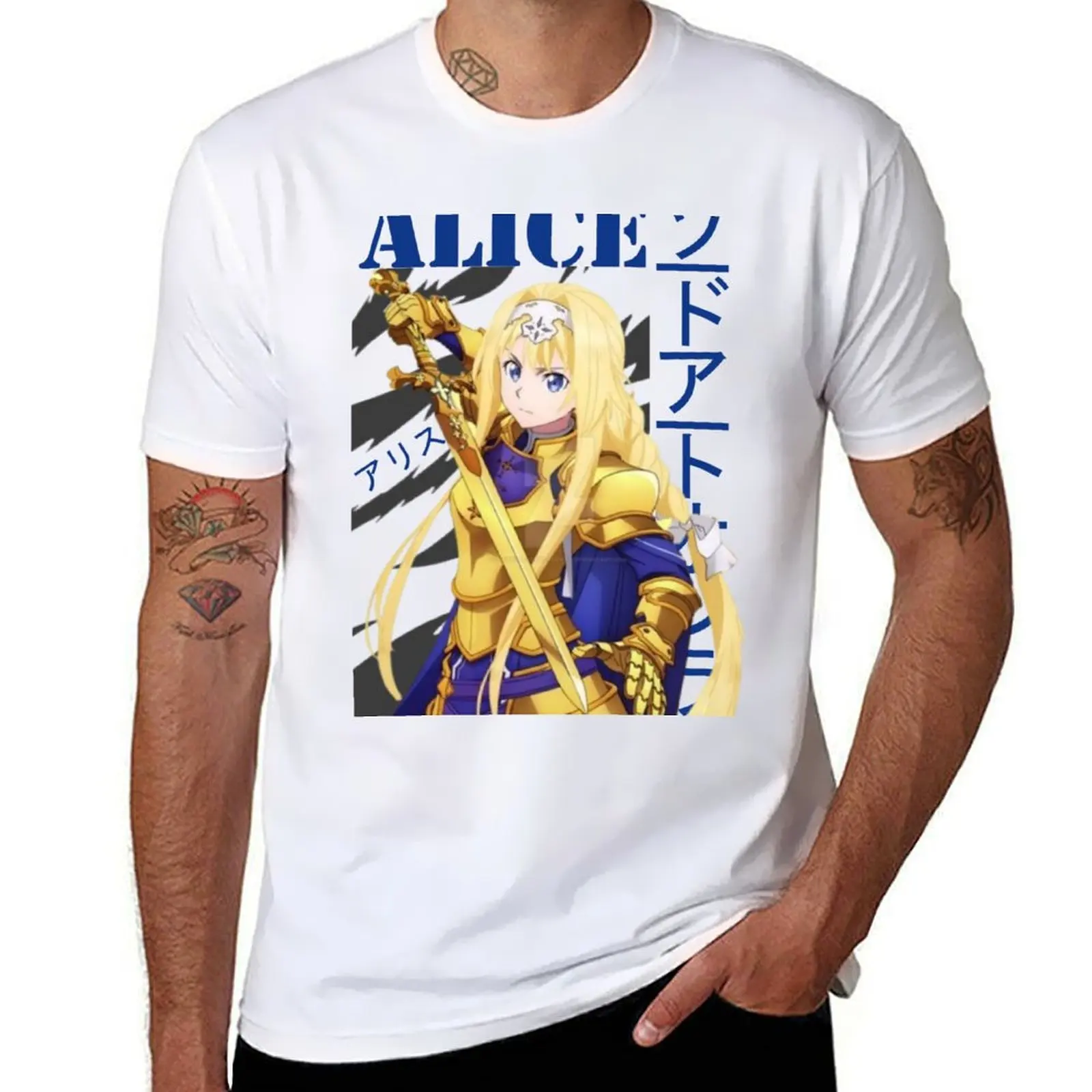 

Футболка Alice Sword Art Online, футболки для мужчин, хлопковые хлопковые футболки, высококачественные мужские футболки с принтом