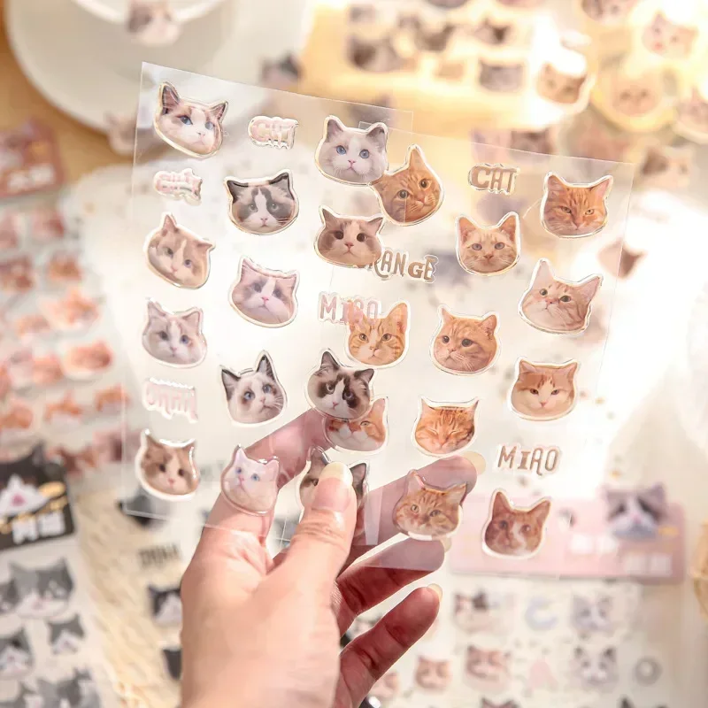 adoravel gato kawaii etiqueta tiro real papelaria faca voce mesmo scrapbook decorativo suprimentos bonito estudante pcs 01