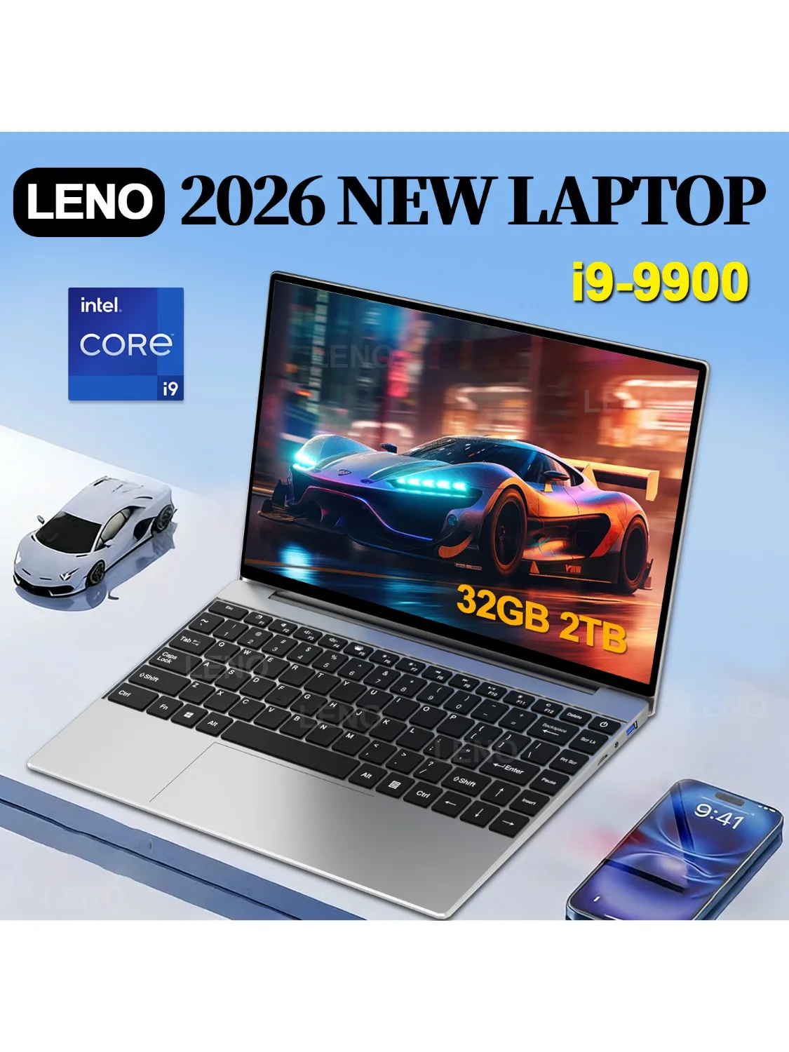 LENO 2026 NEUER 14,1-Zoll-Laptop Intel Core i9-9900 32 GB 2 TB Gaming-Computer PC Windows11 Gamer Office Ultra Slim Notebook 1920*1080