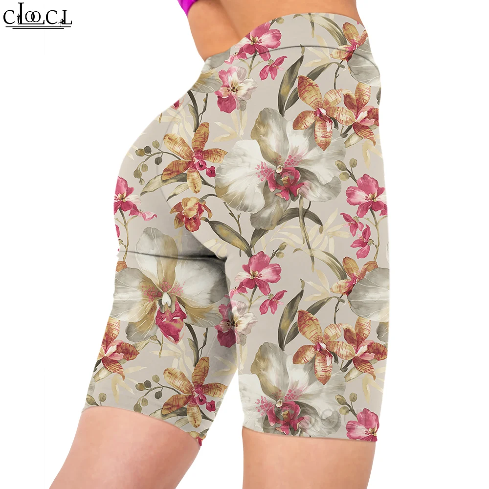 CLOOCL Women Legging Vintage Flowers 3D Printed Shorts Casual Summer Sexy Pants for Female Outdoor Workout Sports Push-up