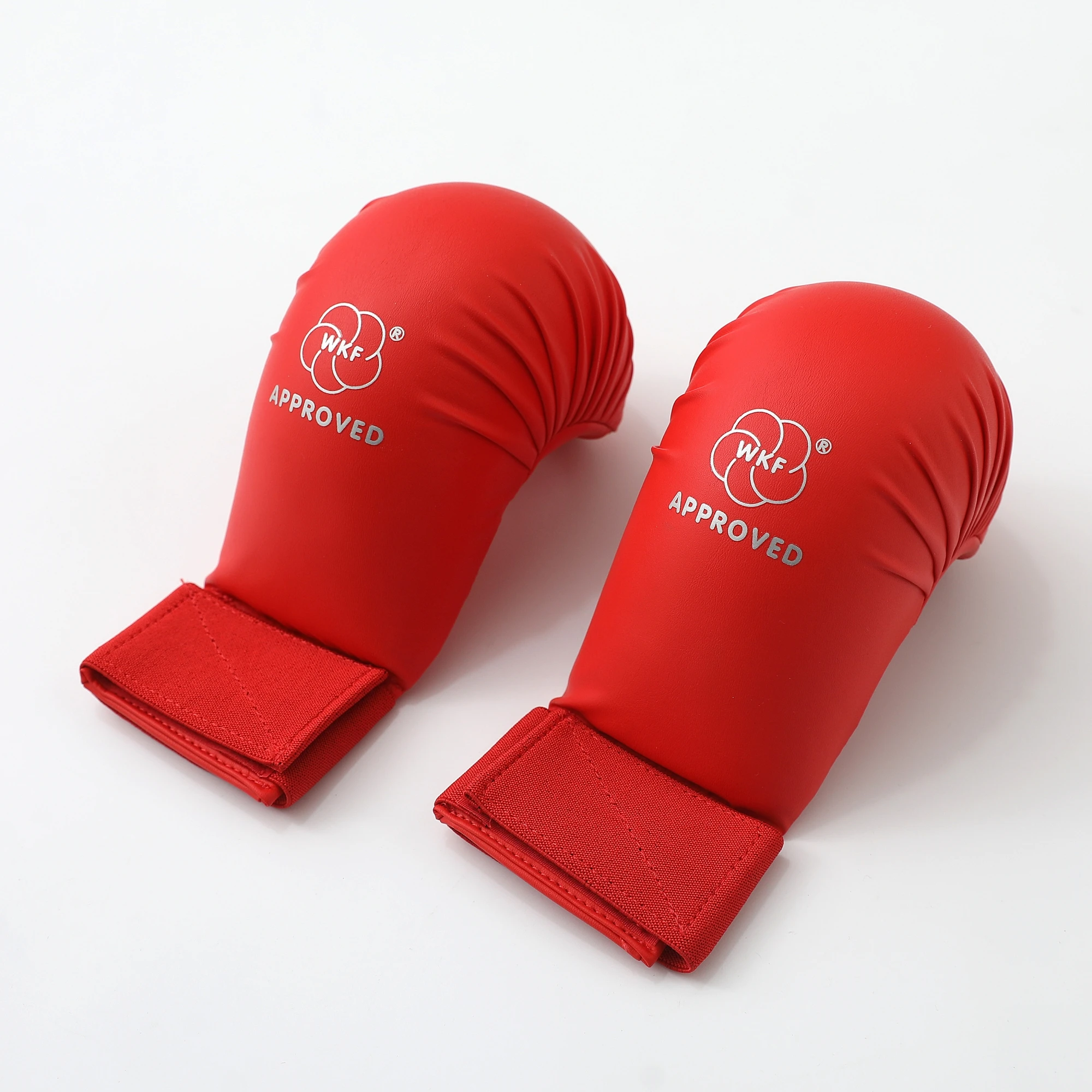 

WKF Approved Karate Gloves, Half-Fingered, Red, Blue, White, Thick Padded Boxing Gloves, PU Material, for Children and Adults, Competition Use