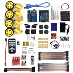 4WD UNO R3 Starter Kit for arduino Diy Kit Multifunction Bluetooth Controlled Robot Smart Car Kits Tons of Published Free Codes