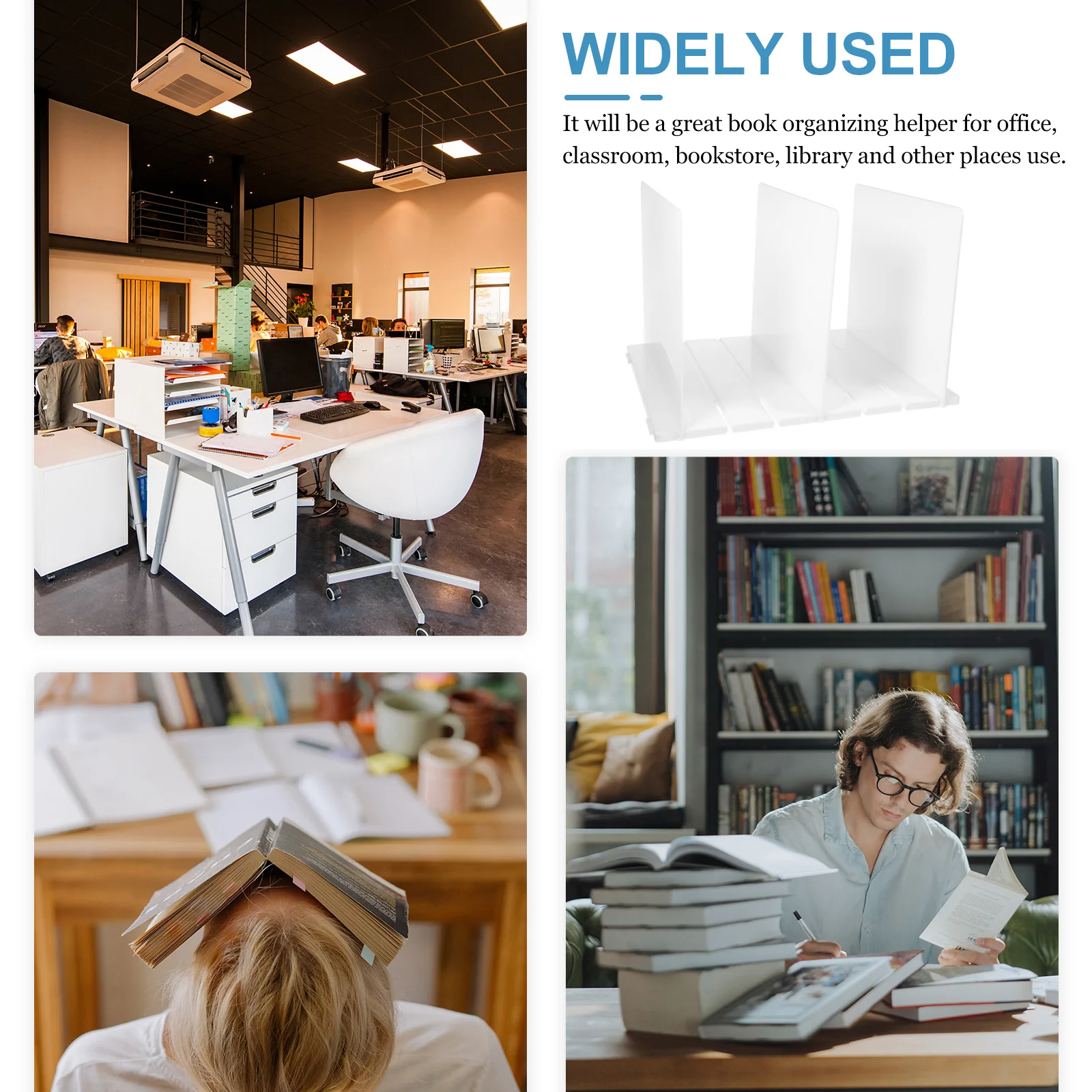 

1Pc White Bookend 3 Dividers Thickened Document ganizer Study Office School Document ganizer Storage Rack File Holder