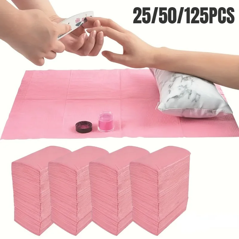 25/50/125PCS Pink Tattoo Table Cover Waterproof Cleaning Pad Disposable Tattoo Nail DIY Cotton Plush Paper Beauty Nail Tools