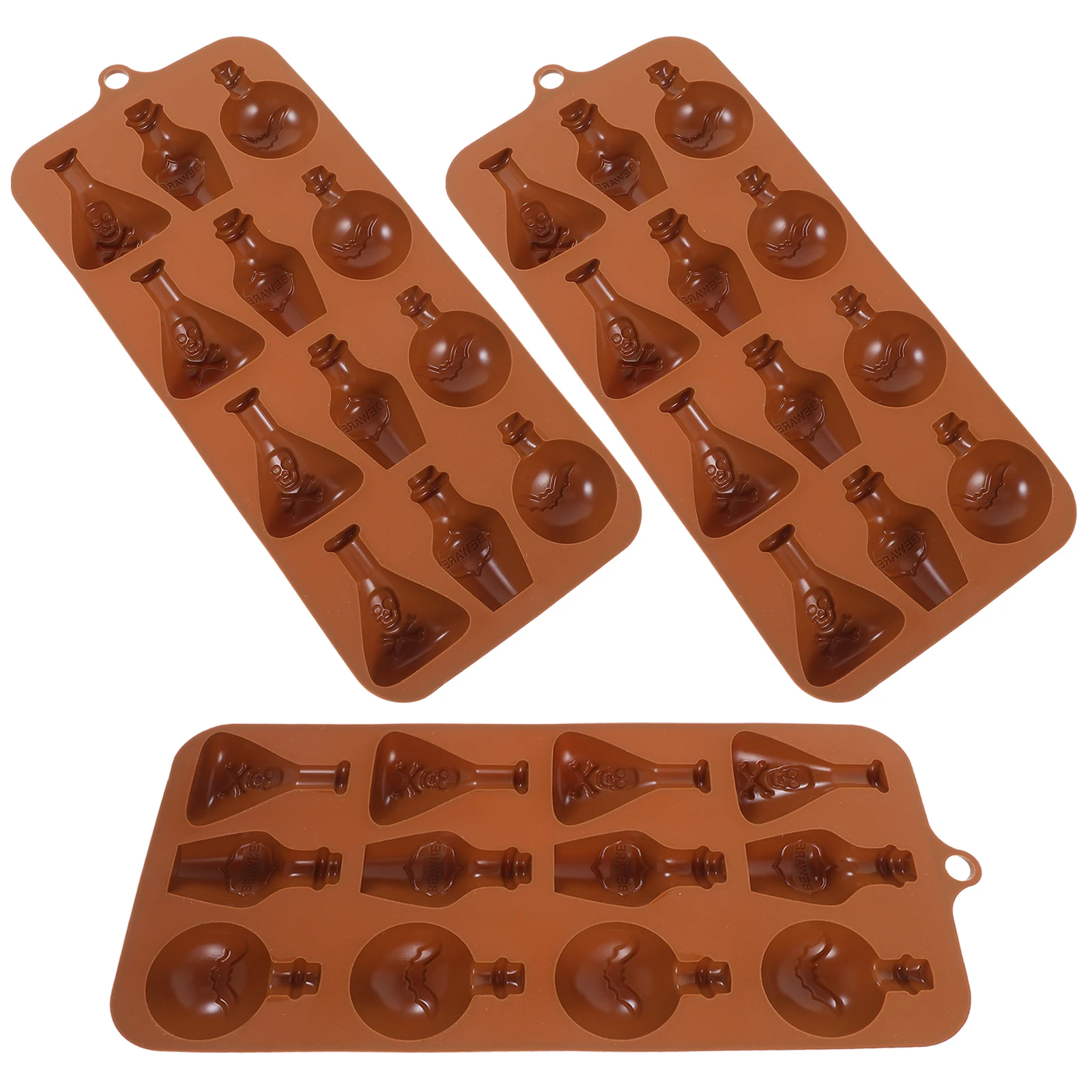 

3Pcs Halloween Silicone Baking Mold Wine Bottle Chocolate Candy DIY Mold Flexible Baking Supplies Chocolate Mould