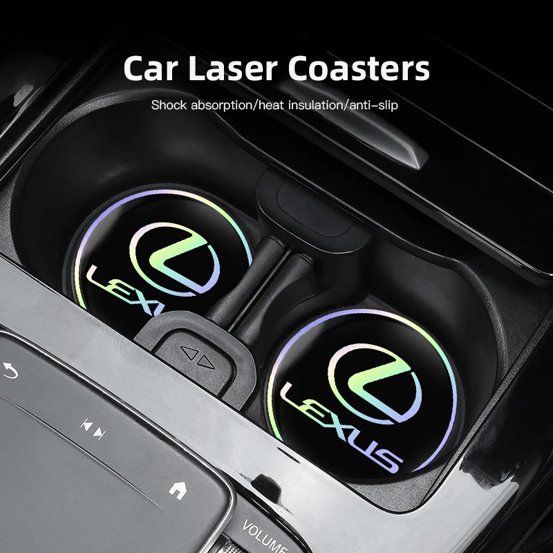 2Pcs Car Laser Coaster Anti-Slip Water Cup Slot Pad For Lexus ES RX NX LS UX LM IS250 IS300 RX350 LS500 LX600 NX260 CT200 GX460