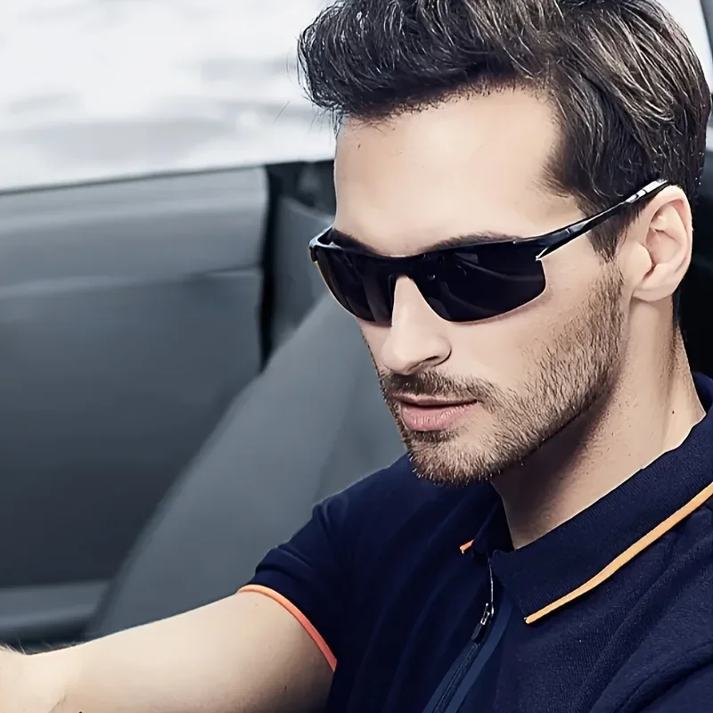 Leichte, modische Herrenbrille im Fahrschutz, langlebig und stilvoll für Freizeitkleidung, schwarzer Rahmen mit Alltagsbrille