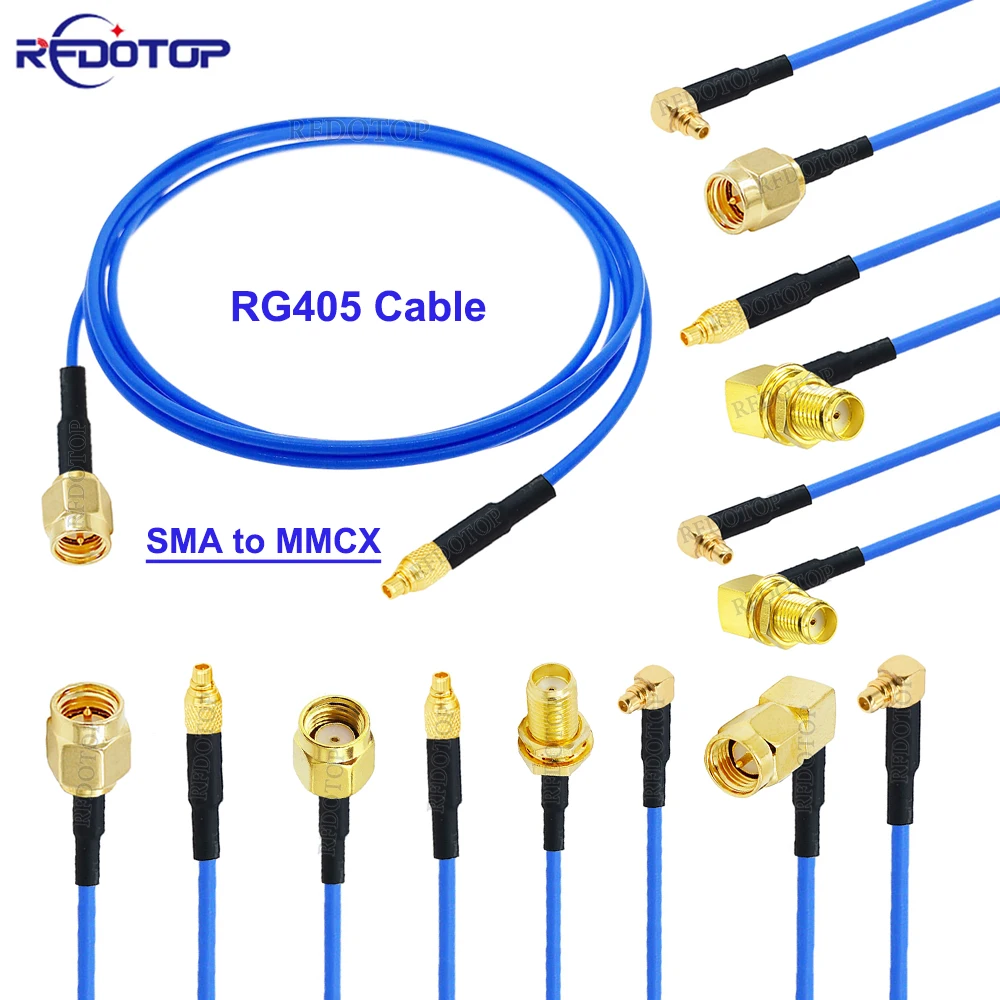 1PCS High Frequency RG-405 086 SMA Male/Female to MMCX Male Straight/ Right Angle Connector 50Ohm Pigtail Jumper Extension Cord