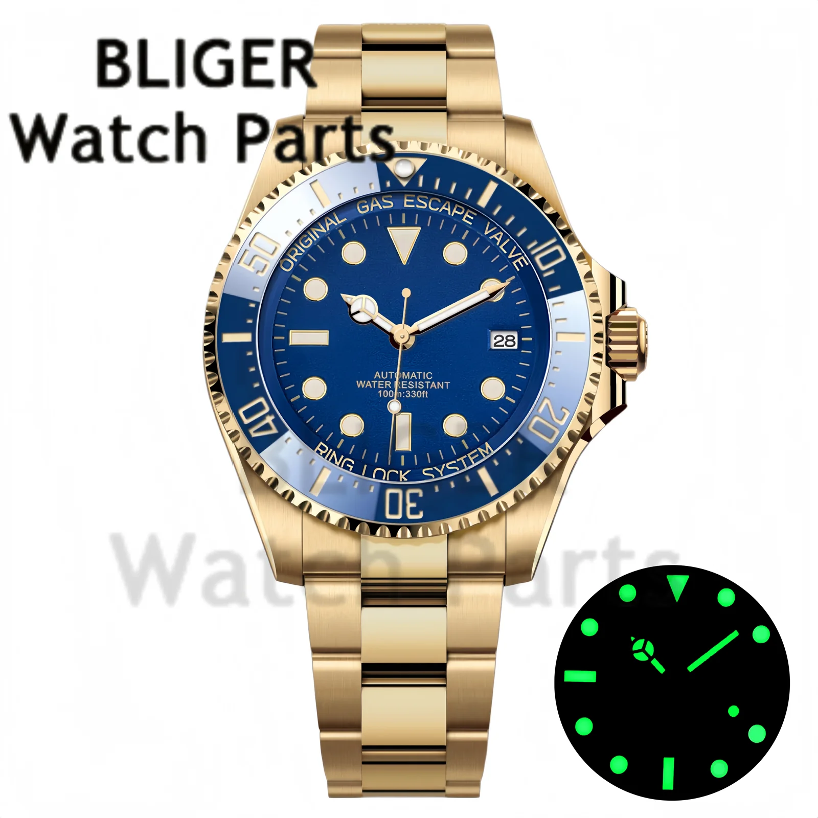 Two Tone Gold 43mm 10ATM Waterproof DEEP SEA Mechanical Men Watches NH35 PT5000 DG2813 Automatic Sapphire Glass 120 Clicks Bezel