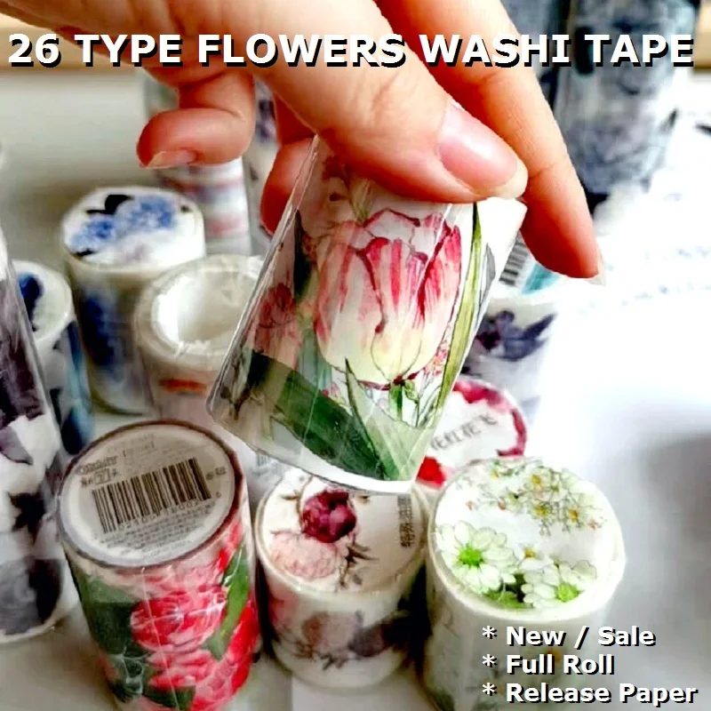 26 Types Washi PET Tape Flowers OKMT Scenery Rose Planner Japanese Decor Adhesive DIY Masking Paper Stickers Diary Scrapbooking