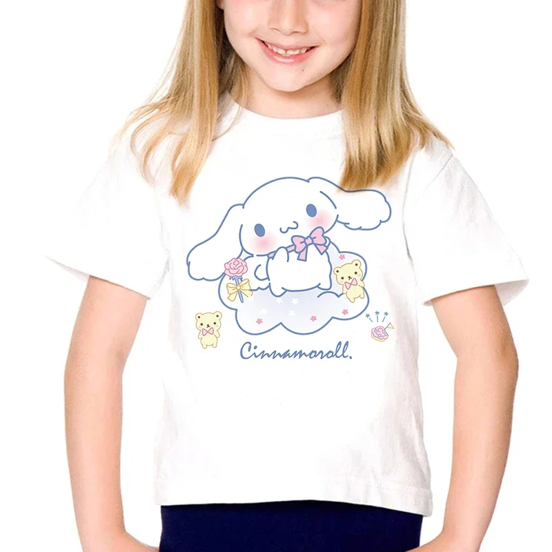 

Cute T Shirt Cinnamoroll Children's T-shirt Kawaii Tshirt Sanrio Anime Cartoon Children Clothes Y2k Tee Shirt Kid Girl Boy Top