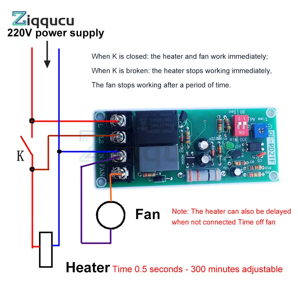 AC100V-220V Adjustable Timer Control Relay Module Turn Off Delay Switch Board For Exhaust Fan Delayed Fan Shutdown Relay Module