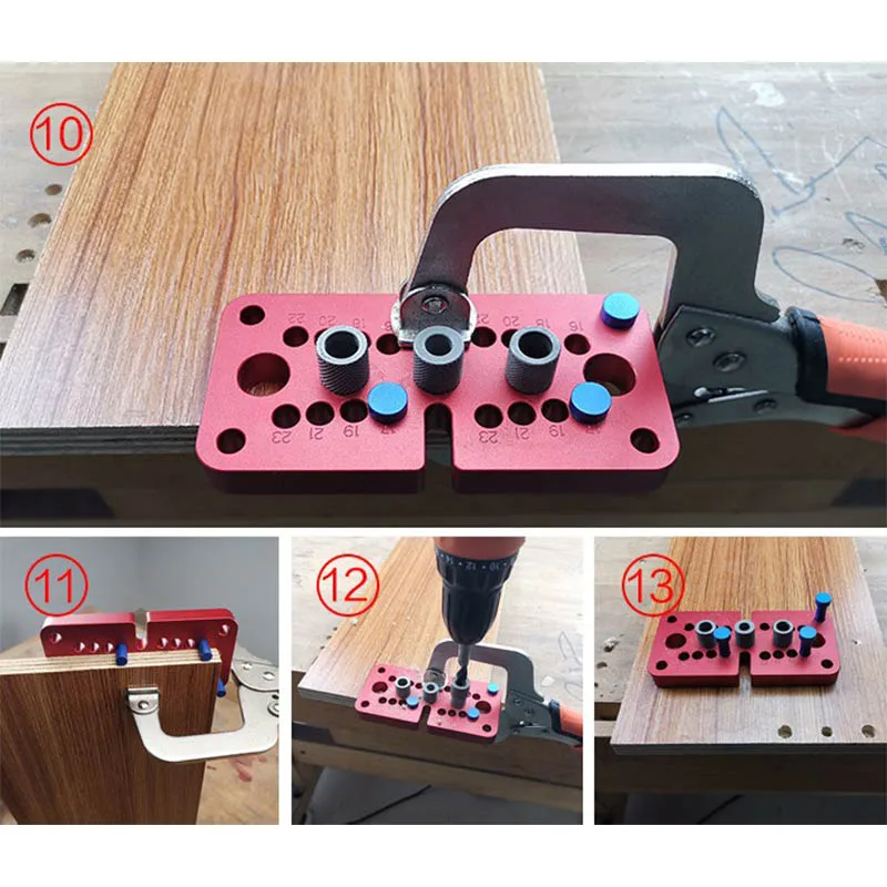 Imagem -04 - Auto Centrando Kit Guia Broca Localizador de Perfuração Madeira Dowelling Jig Vertical Pocket Hole Jig Faça Você Mesmo Ferramentas para Trabalhar Madeira 210 mm
