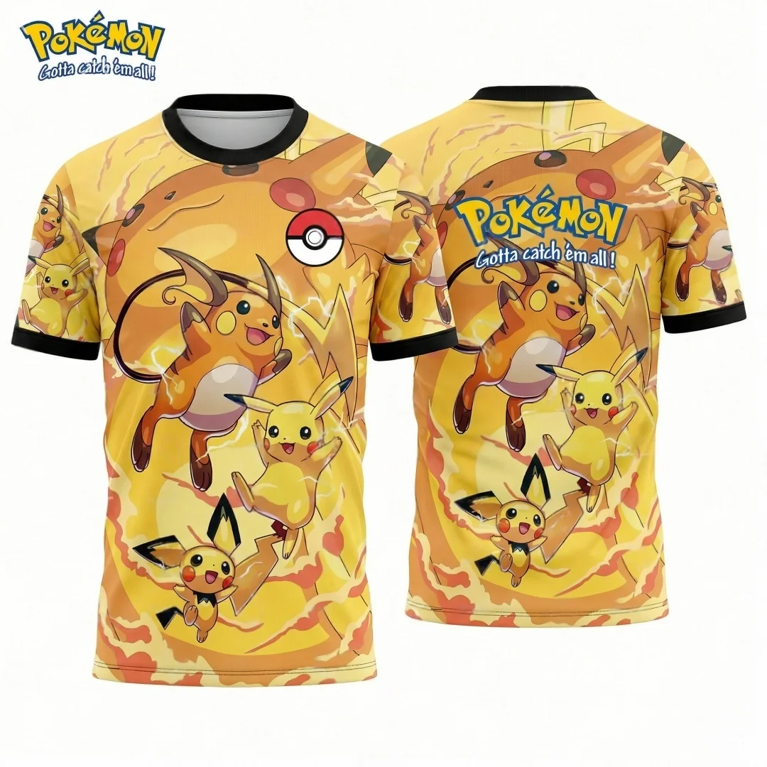Summer 2026 Pokemon "Thunder Evolutionary Chain" Blood Sports Themed 3D Printed Breathable T-shirt