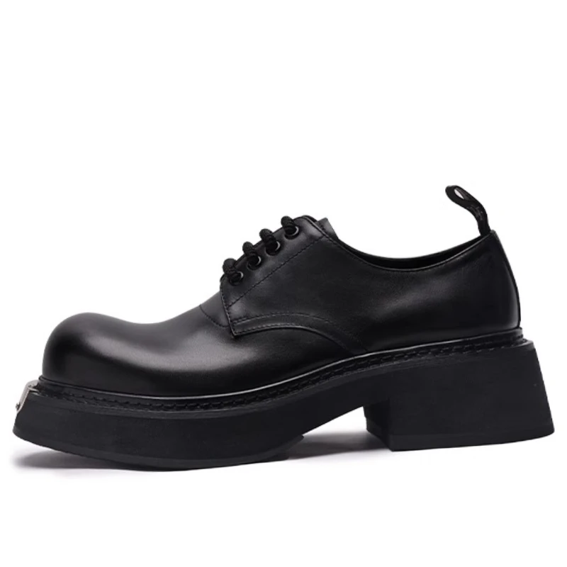 Genuine Leather Derby Shoes for Men's Dress Shoes 6cm Superior Quality Comfortable Breathable Casual Leather Heightening Shoes