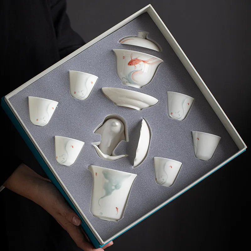 CX White Porcelain Kung Fu Tea Set Guest Office Gift Box