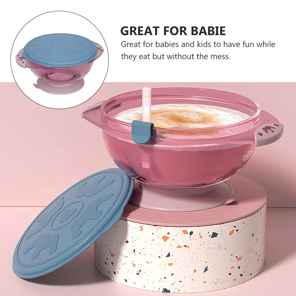 1pc Suction Bowl For Baby Premium Food Grade Silicone Spill-Proof With Lid Rice Bowl For Kids Leakproof Feeding Container Purple