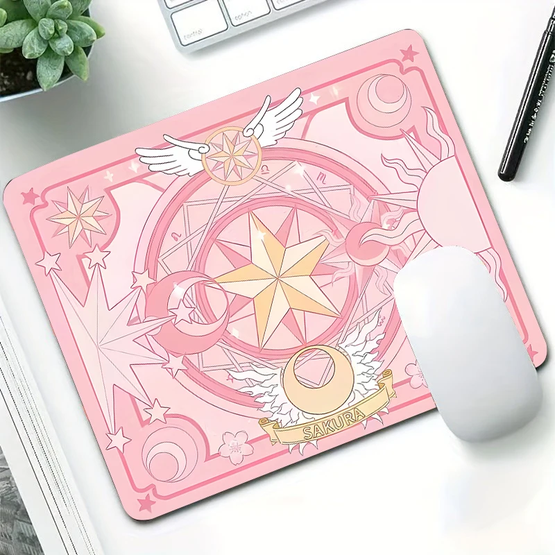 Anime Mouse Pad Gamer XXL Keyboard Mat Soft Pink Magic Circle Wing Moon Star Minimal Cute Anime Office Gaming Home Desk