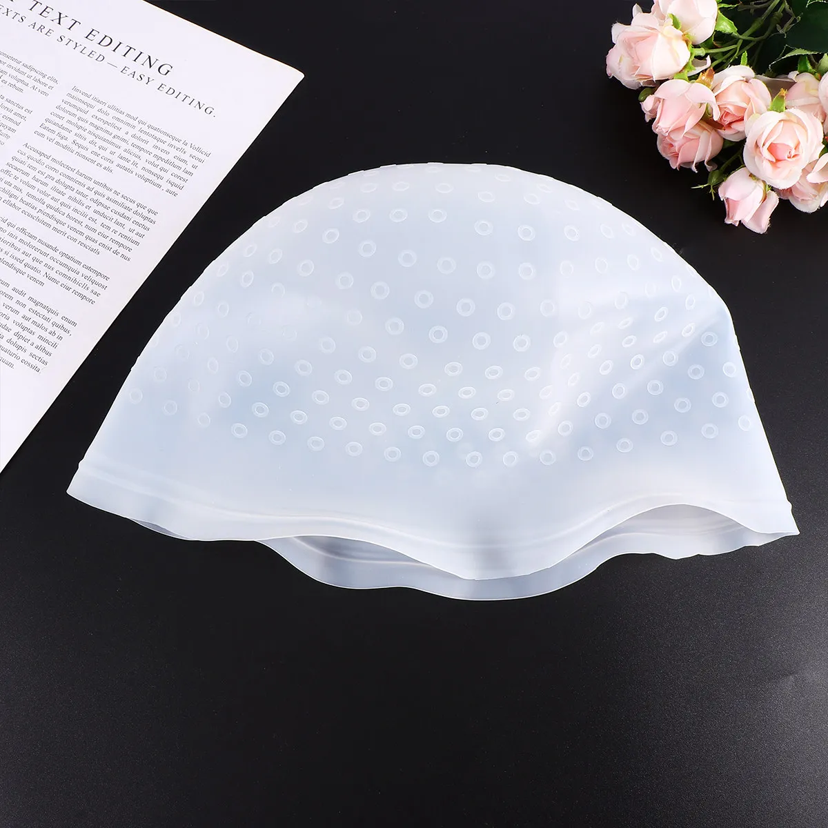 

1Pc Silicone Hair Hair Highlight Oil Treatment Hat Elastic Salon Hair Coloring Supply with 1pc Crochet
