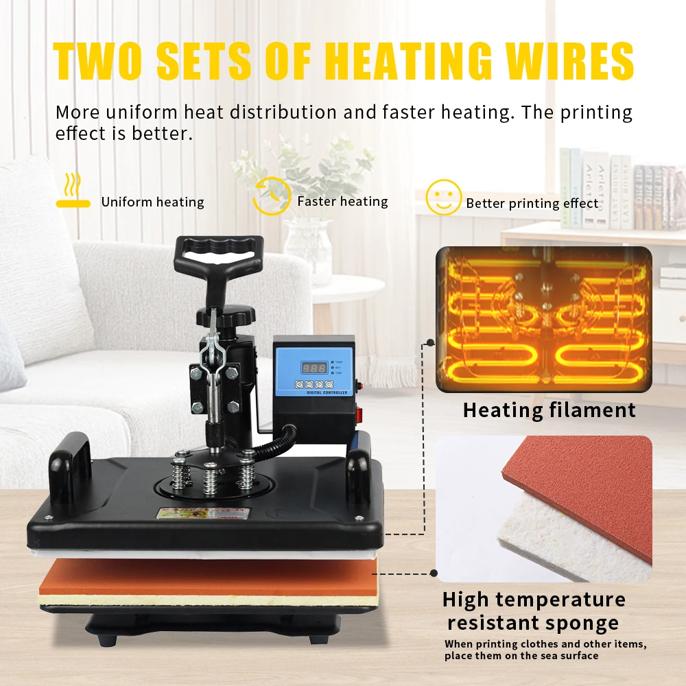 15-in-1 Heat Press Machine 30x38cm Sublimation Printing for T-Shirt Cap Mug Plate - Combo Sublimation Machine for Crafts And DIY