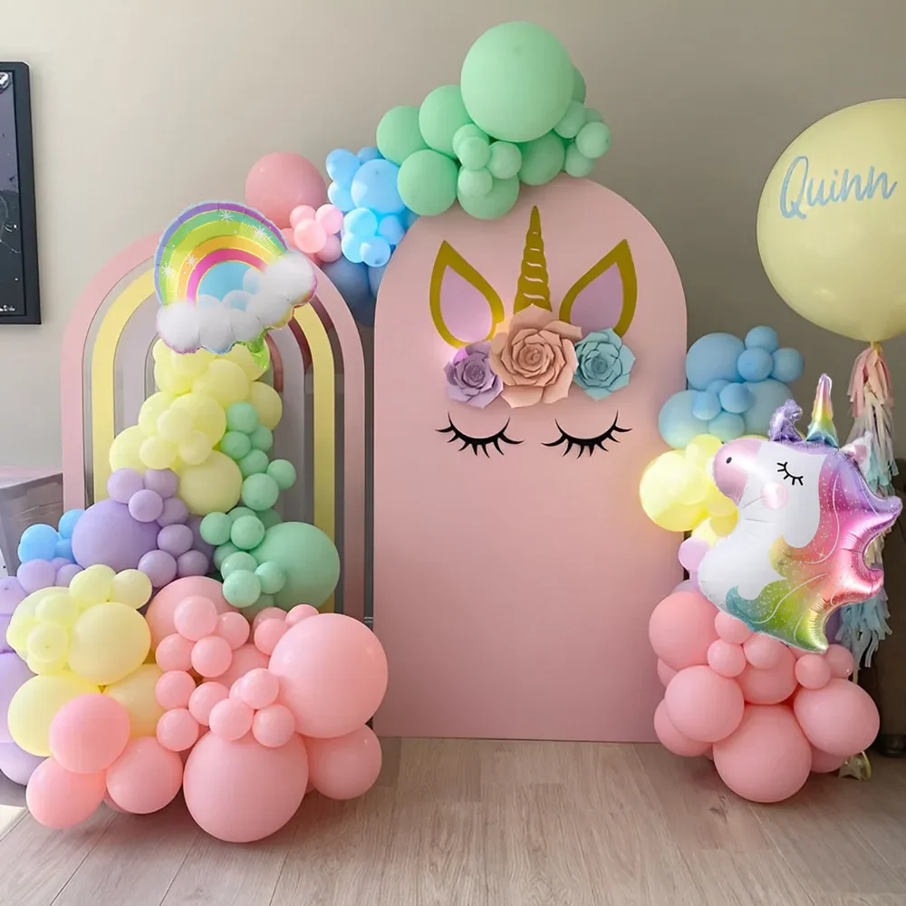 133pcs Unicorn Theme Balloon Garland Arch Kit Colorful Rainbow Balloon Birthday Baby Shower Wedding Party Decoration Kids Gifts