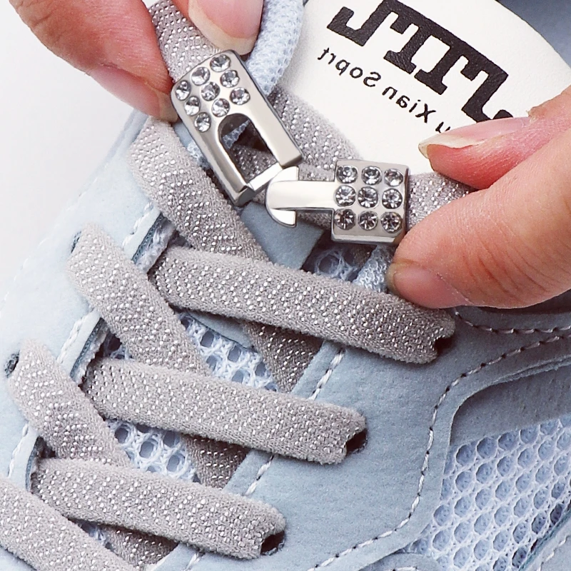 1 Paar/2 Paar Neue Diamant-Kreuzverschlüsse für Sneaker - Elastische Schnürsenkel ohne Binden mit Gummi-Schuhbändern für Kinder & Erwachsene