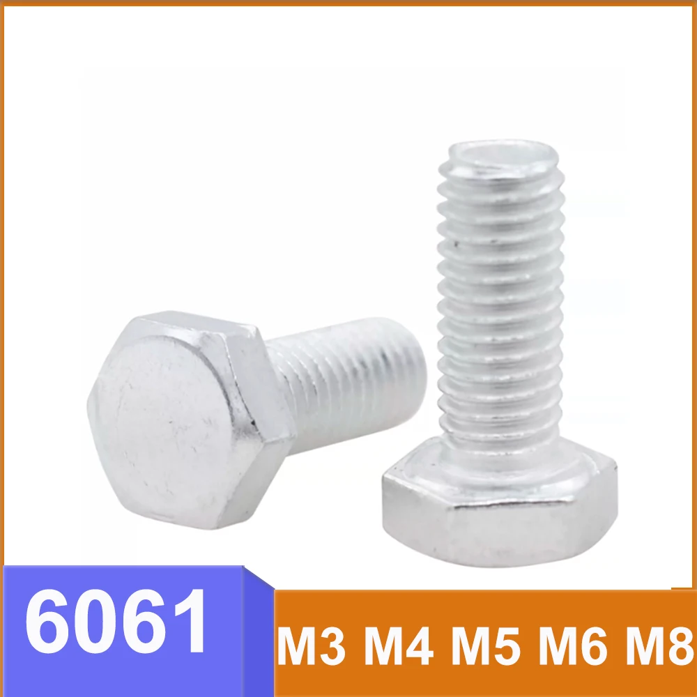 6061 Aluminum Alloy External Hex Screw M3 M4 M5 M6 M8 Outer Hexagon Head Bolt Corrosion Resistant Industrial Hardware Accessorie